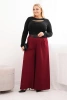 Dámske nohavice Plus Size so širokými nohavicami a opaskom bordové