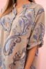 Women's cotton blouse with decorative print and rolled-up sleeves fango