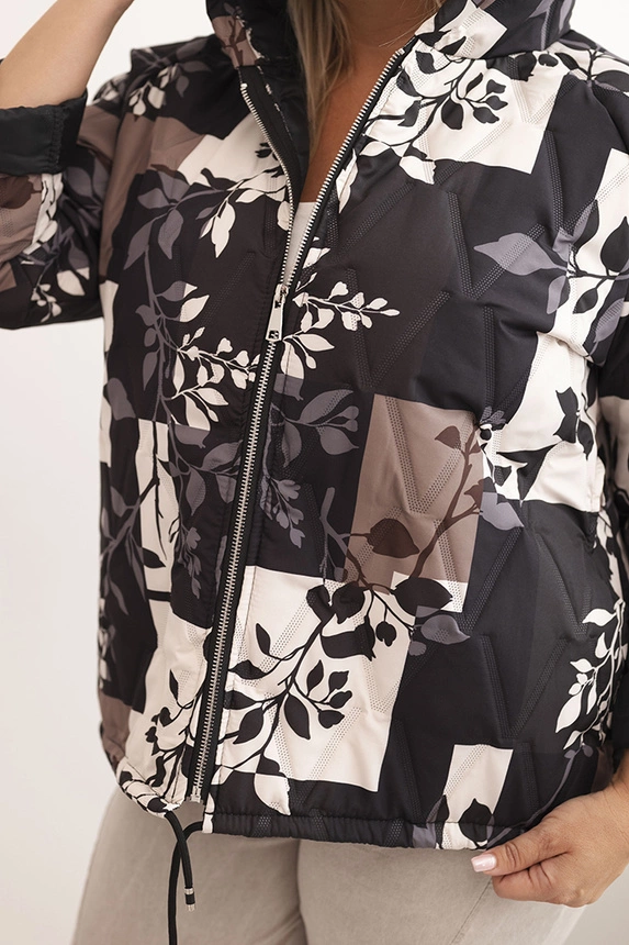 Damenjacke Plus Size mit Kapuze und verlängertem Rücken schwarz