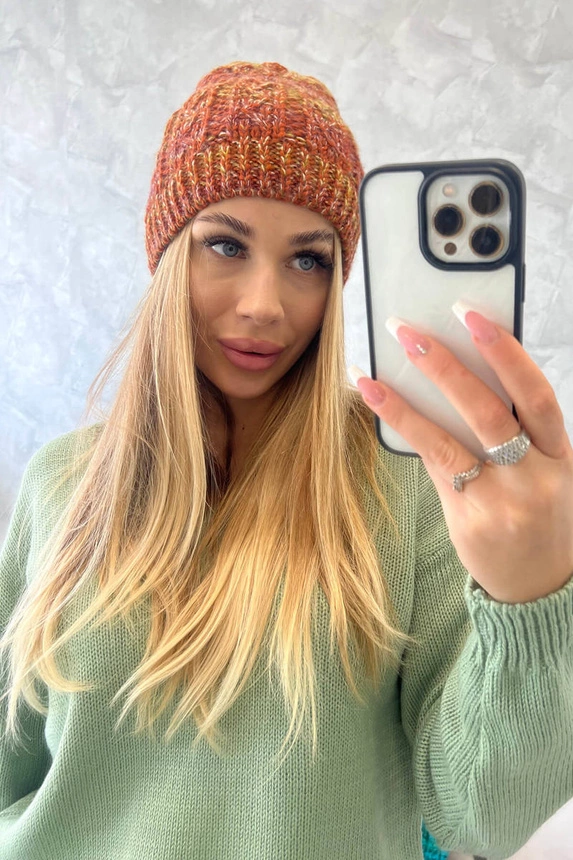 Cap with fleece Melisa K241 foxy+olive+dark pink