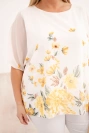 Women's plus-size short-sleeve blouse with floral print yellow