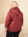 Plus Size women's jacket with a hood and leopard print trim burgundy