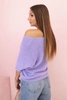 Women's sweater made of soft fluff with a V-neck short sleeves light purple