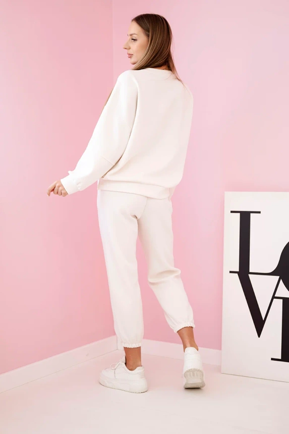 Set sweatshirt + pants buttery fabric light beige