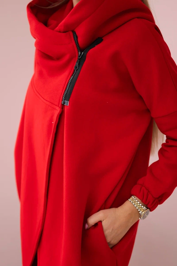 Sweatshirt with short zipper red