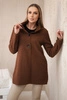 Button-down coat with stand-up collar brown