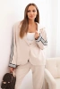 Damenanzug mit Viskose, mit Streifen und Sportjacke beige