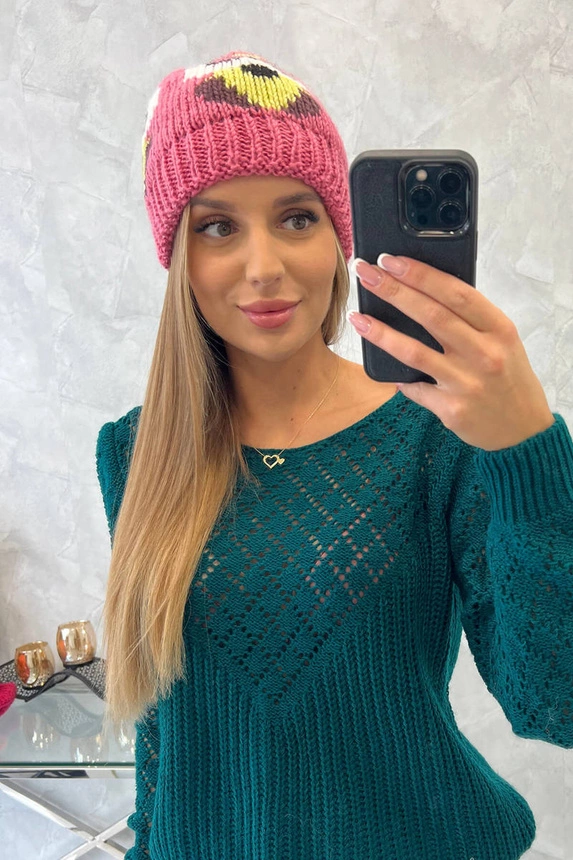 Women's cap Ofelia K349 dark pink