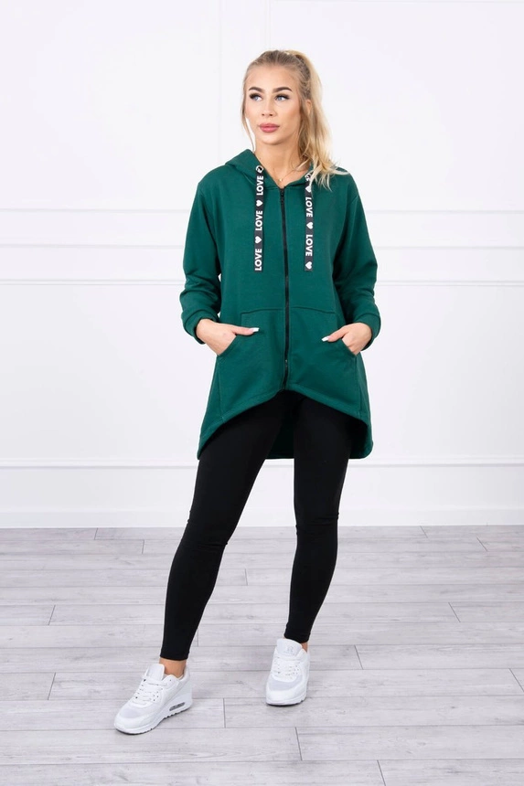 Sweatshirt mit längerem Rücken und Kapuze grün