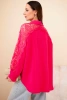 Women's viscose blouse with lace sleeves and collar fuchsia