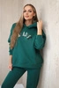 Cotton set with embroidered inscription Paradise green