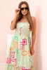 Damenkleid aus Baumwolle mit buntem Muster Minze