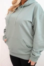 Women's Plus Size Loop Sweatshirt with Hood and Kangaroo Pocket dark mint