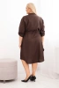 Dámska sukňa z viskózy Plus Size s gombíkmi a viazaním v páse hnedá