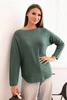 Moteriškas megztinis iš viskozės su ilgomis rankovėmis ir apvaliu iškirpimu tamsiai žalias