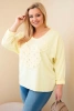Women's cotton Plus Size blouse with a V-neck yellow