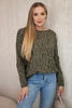 Baumwollbluse mit Tiermotiv Kamel khaki + leopard