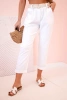 Women's viscose trousers with belt and rolled up leg white