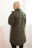 Plus Size women's coat made of wool, buttoned, with pockets and a collar khaki