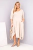 Plus Size women's cotton dress with an asymmetric hem beige