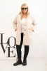 Women's Plus Size coat with a hood and pockets beige