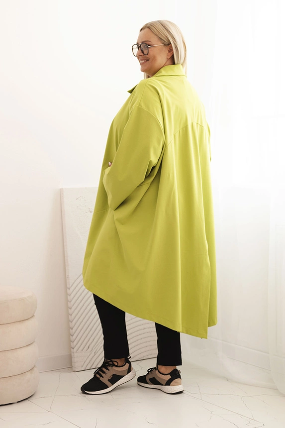 Plus Size women's Punto cardigan with cotton and buttons pistachio