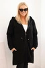 Women's insulated Plus Size hoodie with a V-neck brown