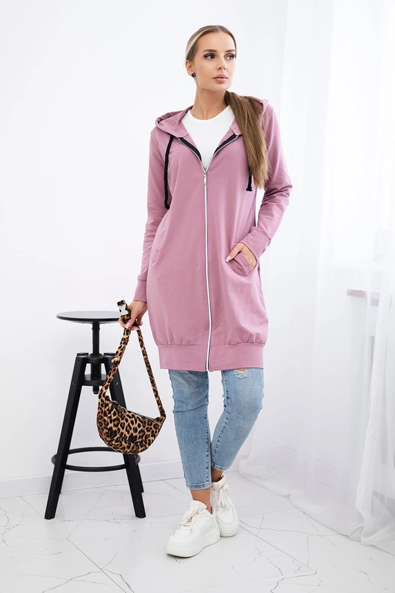 Hooded dress with a hood dark pink