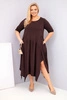 Damen Baumwollkleid Plus Size mit asymmetrischem Saum braun