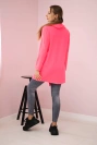 Übergroße Tunika mit Umschlag vorne rosa neon
