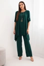 Set Bluse + Hose mit Anhänger Dunkelgrün
