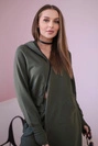 Súprava mikina s dlhšou stranou khaki