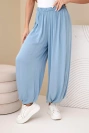 Women's viscose trousers with loose leg blue jeans