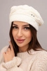 Women's winter wool hat with decorative crystals K399 ecru