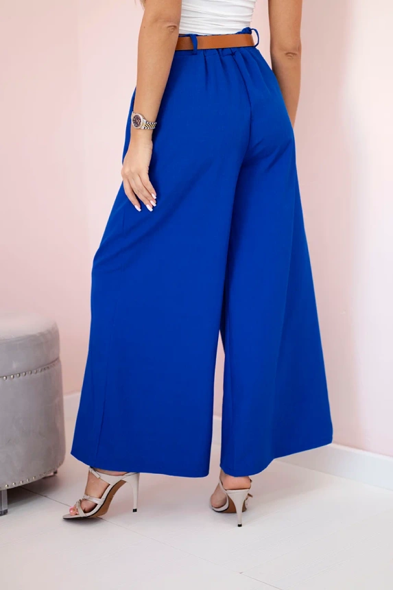 Wide-leg belted trousers cornflower blue