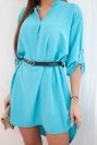 Kleid mit längerem Rücken und Gürtel türkisowy