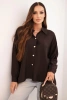 Elegant women's shirt made of viscose with decorative buttons brown