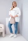 Dámska mikina Plus Size viskózová s kapucňou a klokankovým vreckom biela
