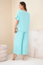 Damen-Set aus Viskose mit bedruckter Bluse und Hose mintgrün