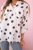 Linen Women's Blouse with Floral Pattern, Long Sleeves, and Buttons White