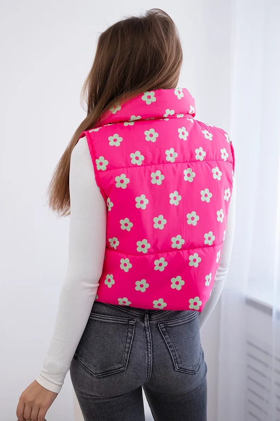 Vest with small flowers fuchsia