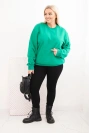 Damenpullover Plus Size aus Baumwolle basic mit Rundhalsausschnitt hellgrün