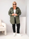 Plus Size women's quilted jacket with collar and pockets khaki
