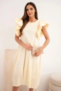 Women's cotton dress with ruffle sleeves yellow