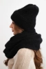 Women's set with a hat and a snood made of soft knit black