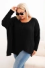 Damenpullover Plus Size aus Acryl mit lockerer Passform und 3/4-Ärmeln schwarz