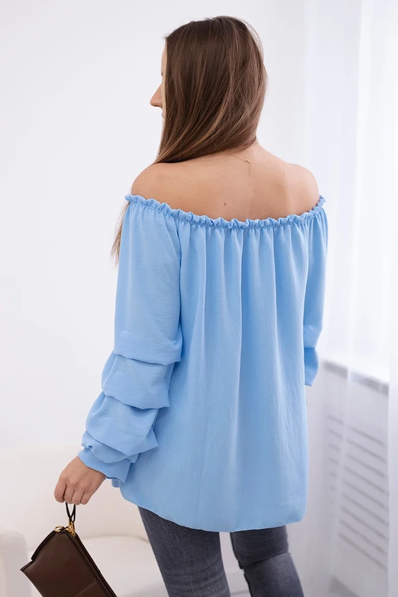 Spanische Bluse mit dekorativen Ärmeln blau