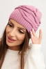 Women's winter wool hat with decorative weave K429 light purple