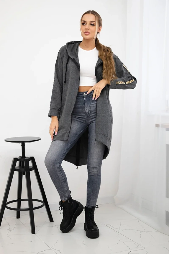 Sweatshirt with zip at the back graphite melange