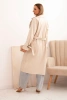 Women's eco-leather trench coat with a classic collar and a tied belt beige